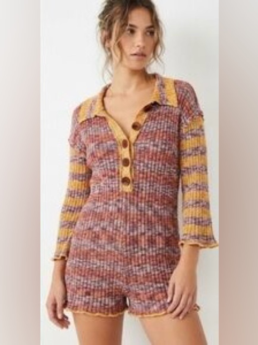 Free People knit romper, multi color, BOHO